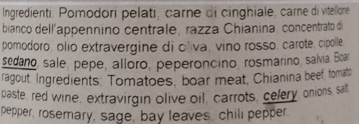 Ragù sugo di Cinghiale 220g- 12 pezzi